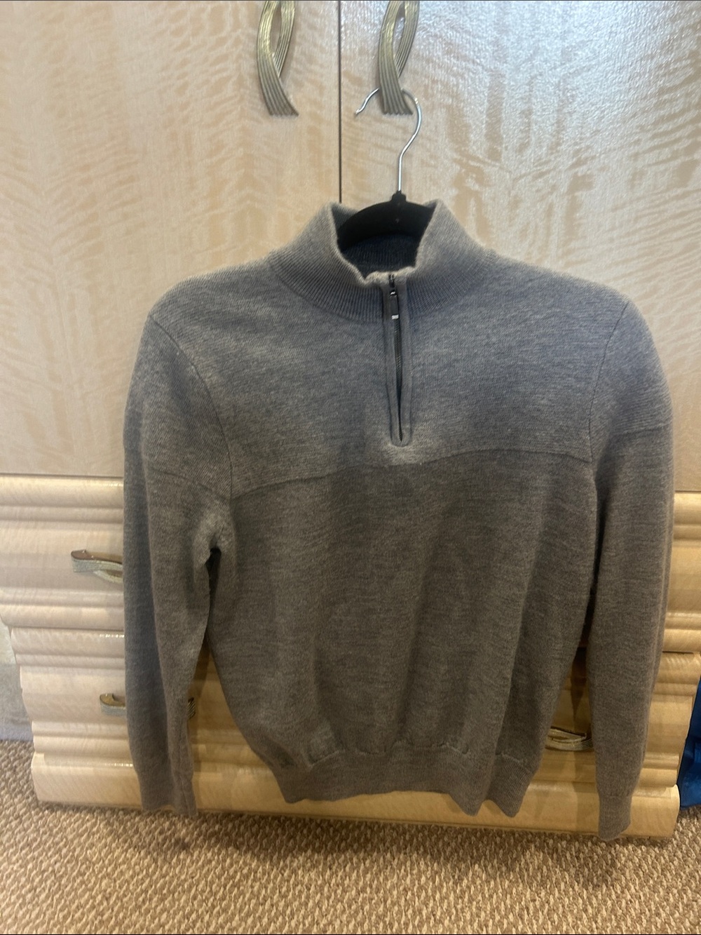 Tahari Men's Gray Quarter-Zip Mock Neck Sweater
